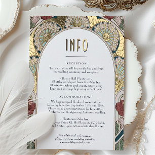 Vintage Floral Wedding Information Card Dusty Blue