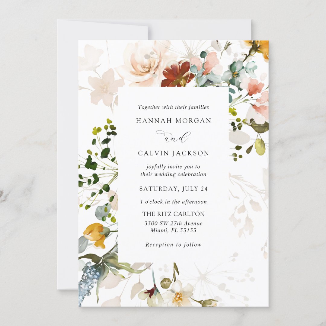 Vintage Floral Wedding Invitation | Zazzle