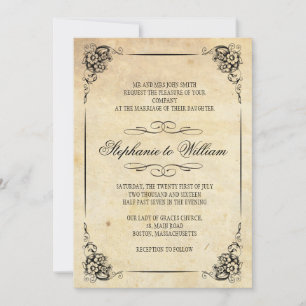 Vintage Floral Wedding Invitation