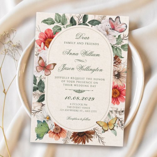 Vintage floral wedding invitation