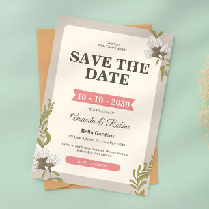 Vintage Floral Wedding Invitation