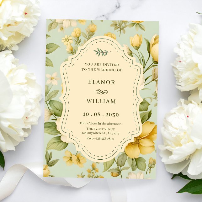 Vintage floral wedding  invitation (Creator Uploaded)