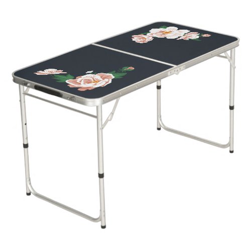 Vintage Floral Wedding Invitation Beer Pong Table