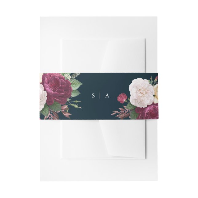 Vintage Floral Wedding Invitation Belly Band (Front Example)