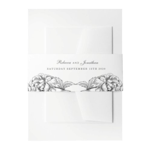 Vintage Floral Wedding Invitation Belly Band