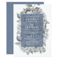 Vintage Floral Wedding Invitation | Slate