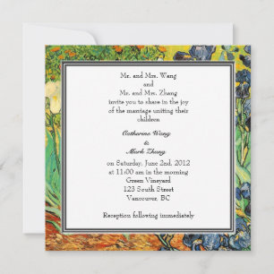 Vintage floral wedding invitations Van Gogh,Irises