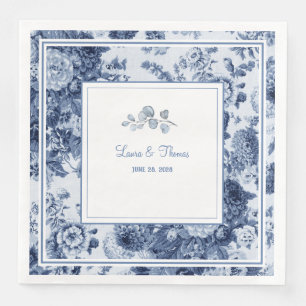 Vintage Floral Wedding Names Date Classic Paper Dinner Napkins