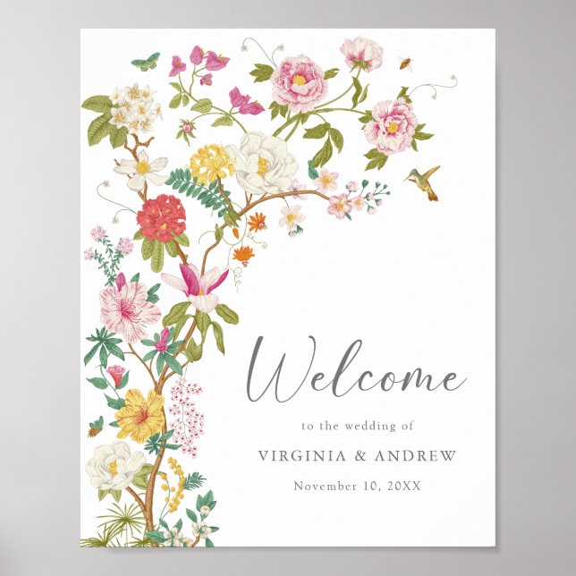 Vintage Floral Wedding Poster (Front)