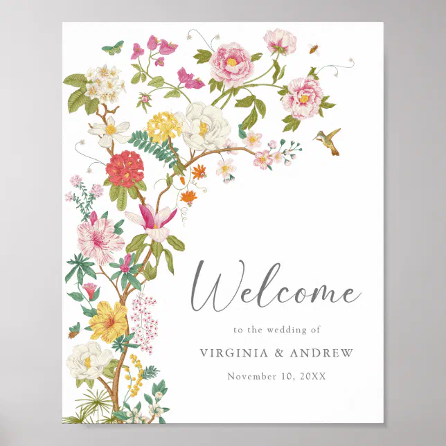 Vintage Floral Wedding Poster | Zazzle