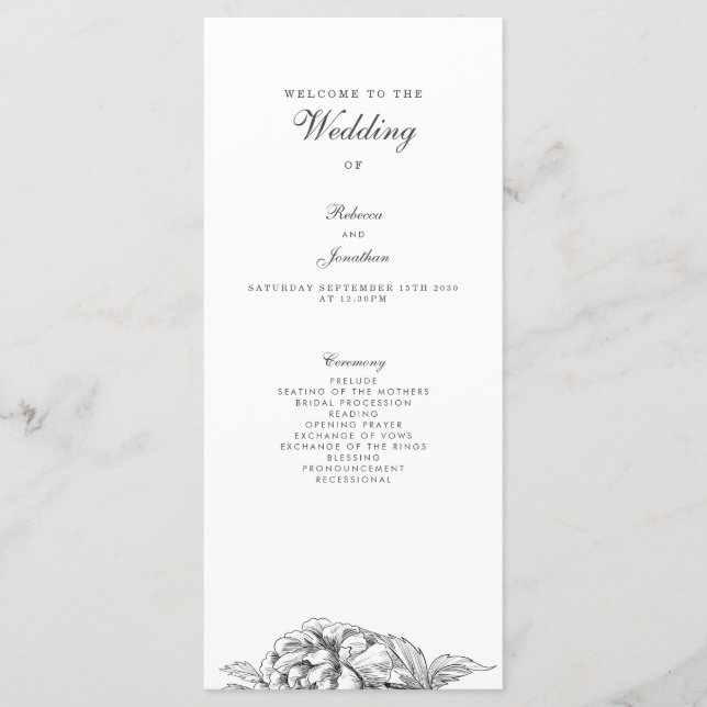 Vintage Floral Wedding Program (Front)