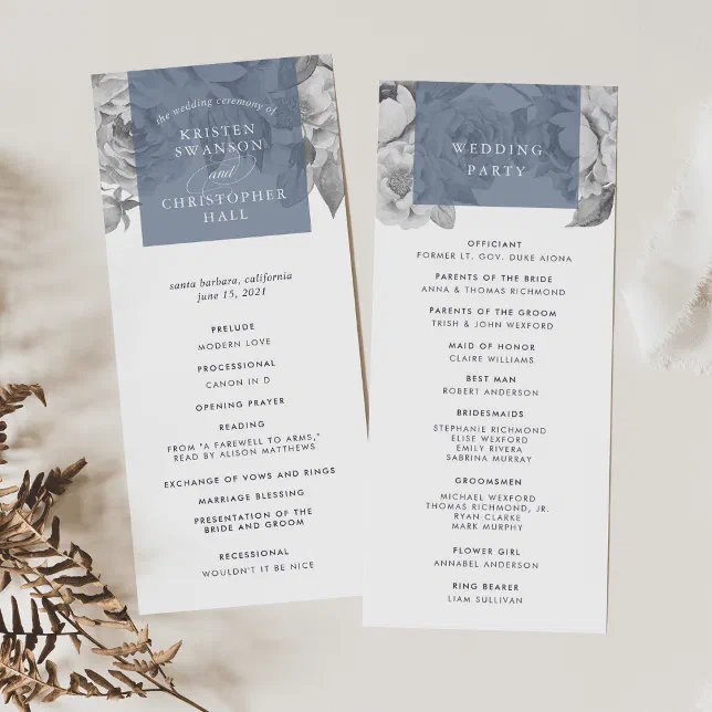 Vintage Floral Wedding Program | Slate | Zazzle