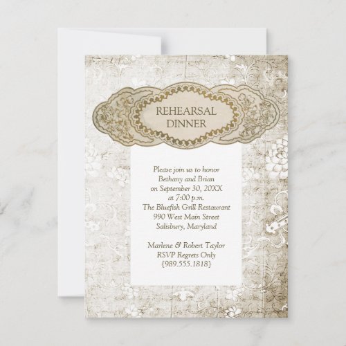 Vintage Floral Wedding Rehearsal Dinner Invitation
