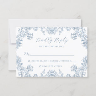 Vintage Floral Wedding RSVP Card