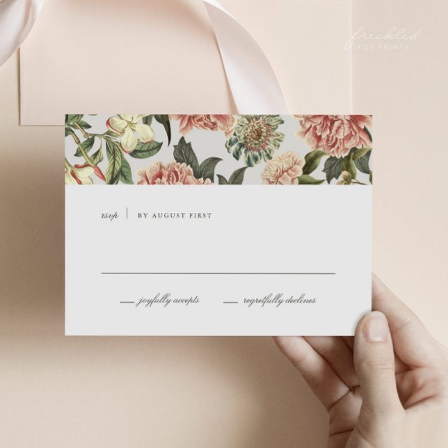 Vintage Floral Wedding RSVP Card (Cora Vintage Floral RSVP enclosure Card)