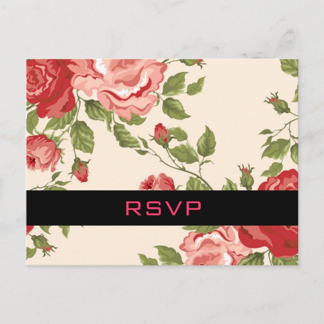 Vintage Floral Wedding RSVP Postcard (Front)