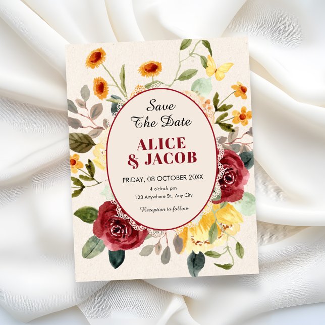 Vintage floral wedding save the date (Creator Uploaded)
