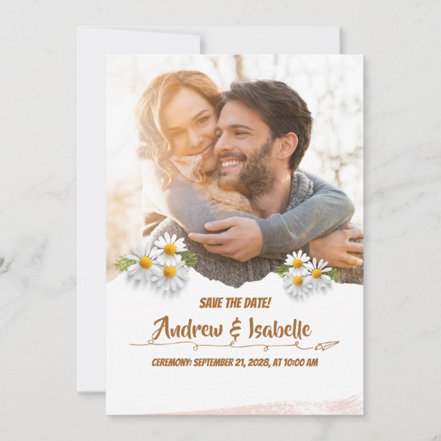 Vintage Floral Wedding Save the Date Card (Front)