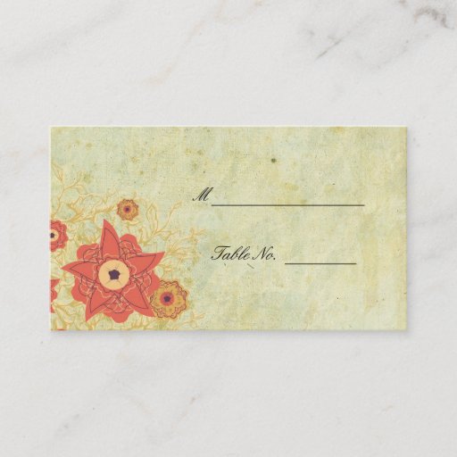 Customizable Vintage Floral Wedding Seating Placecards Business Cards