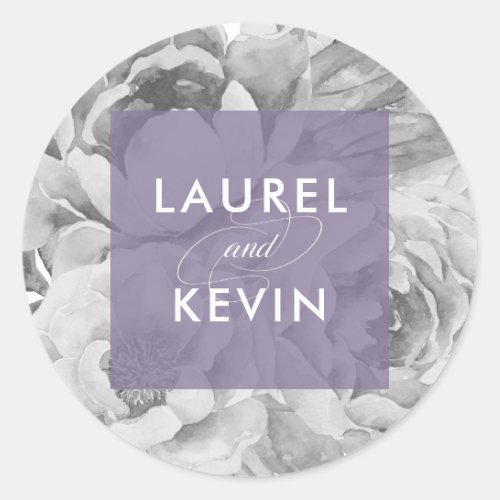 Vintage Floral Wedding Stickers  Violet