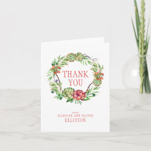 Vintage Floral Wedding Succulent Thank You Card