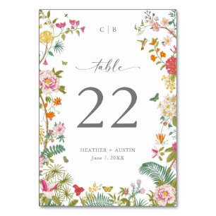 Vintage Floral Wedding Table Card