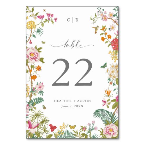 Vintage Floral Wedding Table Card