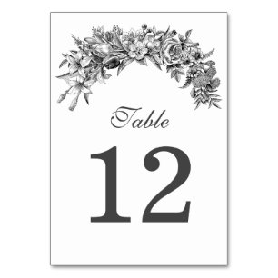 Vintage Floral Wedding Table Number