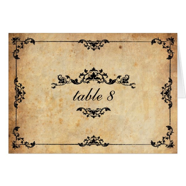 Vintage Floral Wedding Table Number (Front Horizontal)