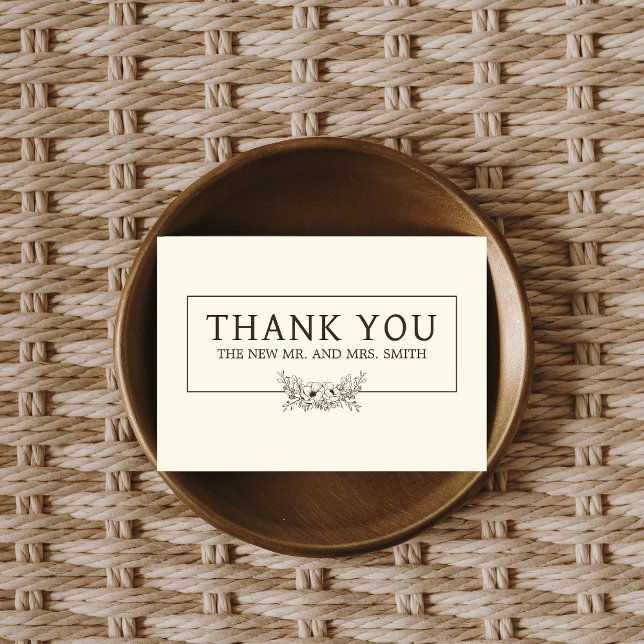 Vintage Floral Wedding Thank You Card (Vintage Floral Minimalist Wedding Thank you Card
)