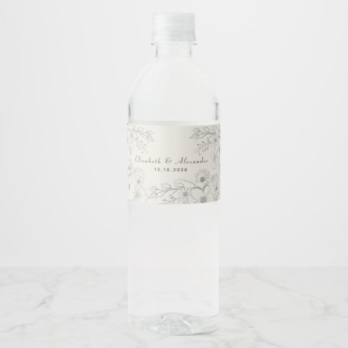Vintage Floral Wedding Water Bottle Label