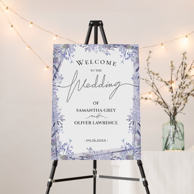Vintage Floral Wedding Welcome Sign (In Situ (Stand))