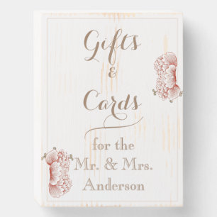 Vintage Floral Wedding Wooden Box Sign
