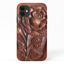 vintage floral western country tooled leather rose iPhone 11 case