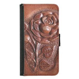 vintage floral western country tooled leather rose samsung galaxy s5 wallet case