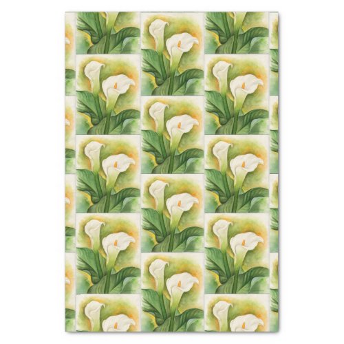 Vintage Floral White Magnolia Flowers Watercolor Tissue Paper