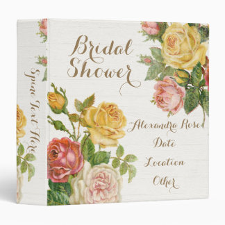 Vintage Floral Whitewash Spring Bridal Shower 3 Ring Binder