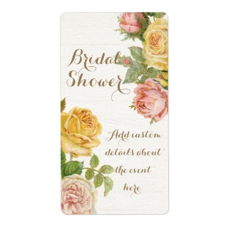 Vintage Floral Whitewash Spring Bridal Shower Label
