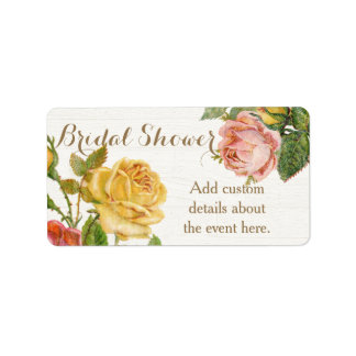 Vintage Floral Whitewash Spring Bridal Shower Label