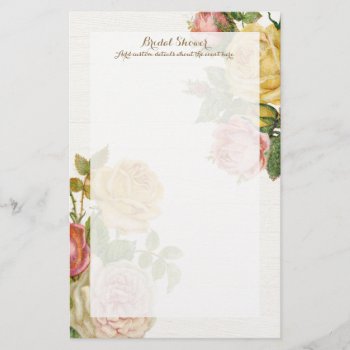 Vintage Floral Whitewash Spring Bridal Shower Stationery by CustomInvites at Zazzle