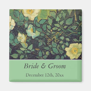 Vintage floral wild roses save the date wedding magnet