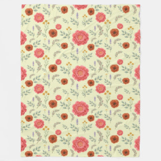 Vintage Floral Wildflower Pattern Fleec, 60" x 80" Fleece Blanket