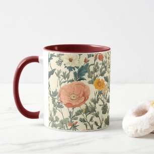 Vintage Floral Wildflowers And Poppies Mug