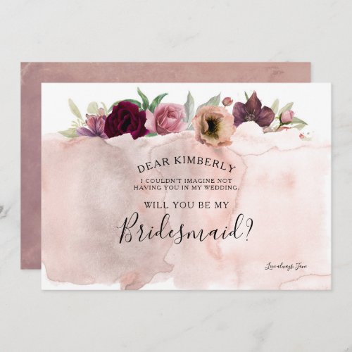 Vintage Floral Will You Be My Bridesmaid Invitation