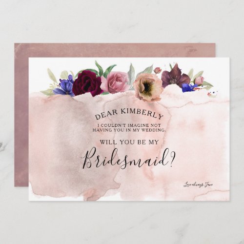 Vintage Floral Will You Be My Bridesmaid Invitation