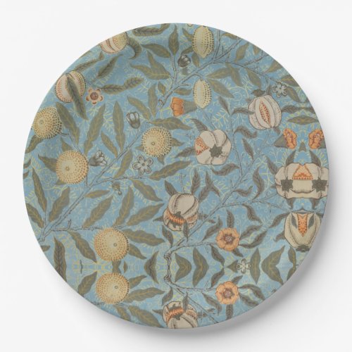 Vintage Floral William Morris Fruit Blue Floral Paper Plates