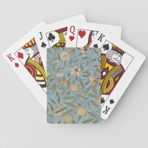 Vintage Floral William Morris Fruit Blue Floral Poker Cards