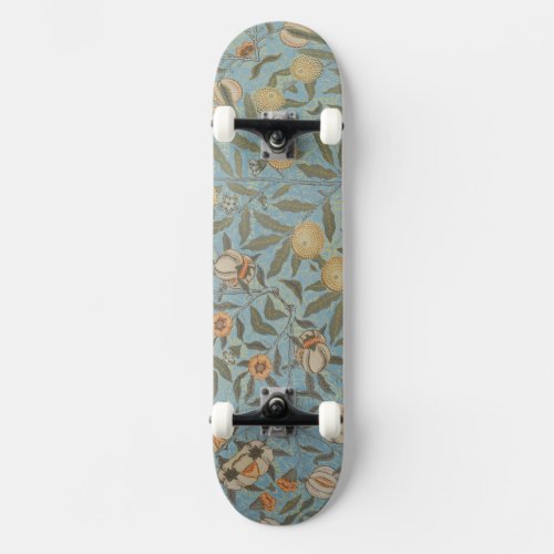 Vintage Floral William Morris Fruit Blue Floral Skateboard