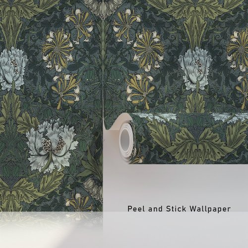 Vintage Floral William Morris Honeysuckle Design Wallpaper