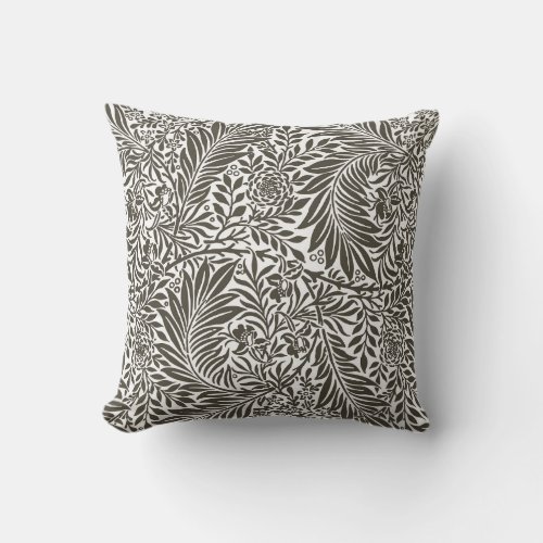 Vintage Floral William Morris Willow Bough Black Throw Pillow